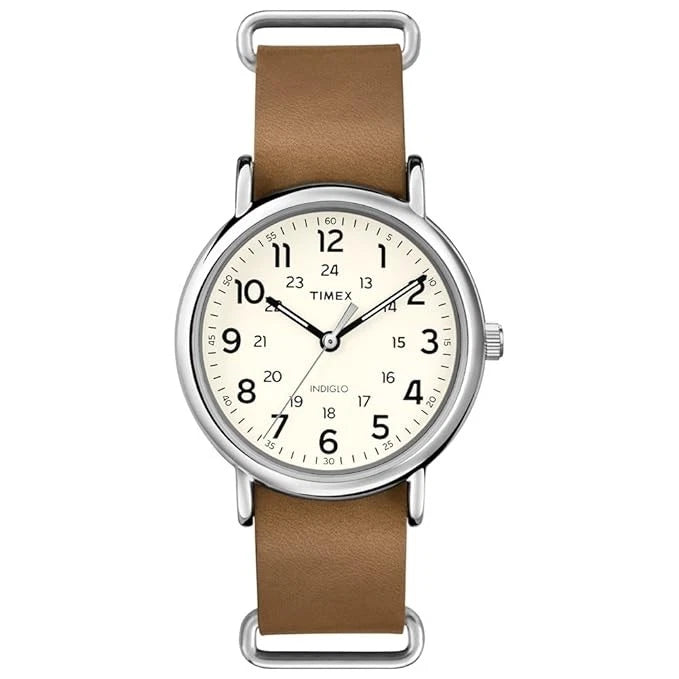 Timex Weekender Oversized T2P4929J Quartz 40mm Brown Leather Band White Dial 30m