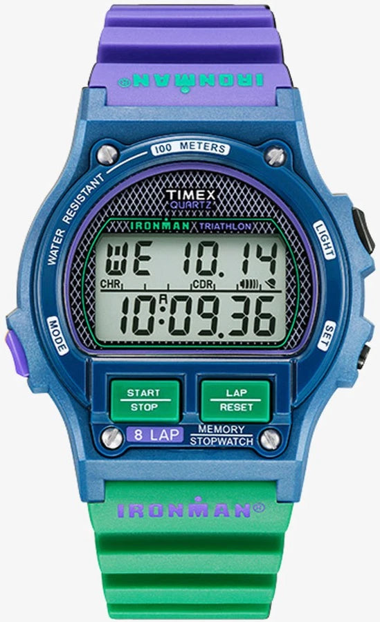 Timex Ironman 8-Lap B Reissue Green Purple Tartan Digital Acrylic 100M TW5M54700