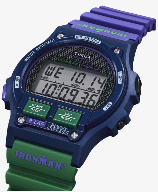 Timex Ironman 8-Lap B Reissue Green Purple Tartan Digital Acrylic 100M TW5M54700