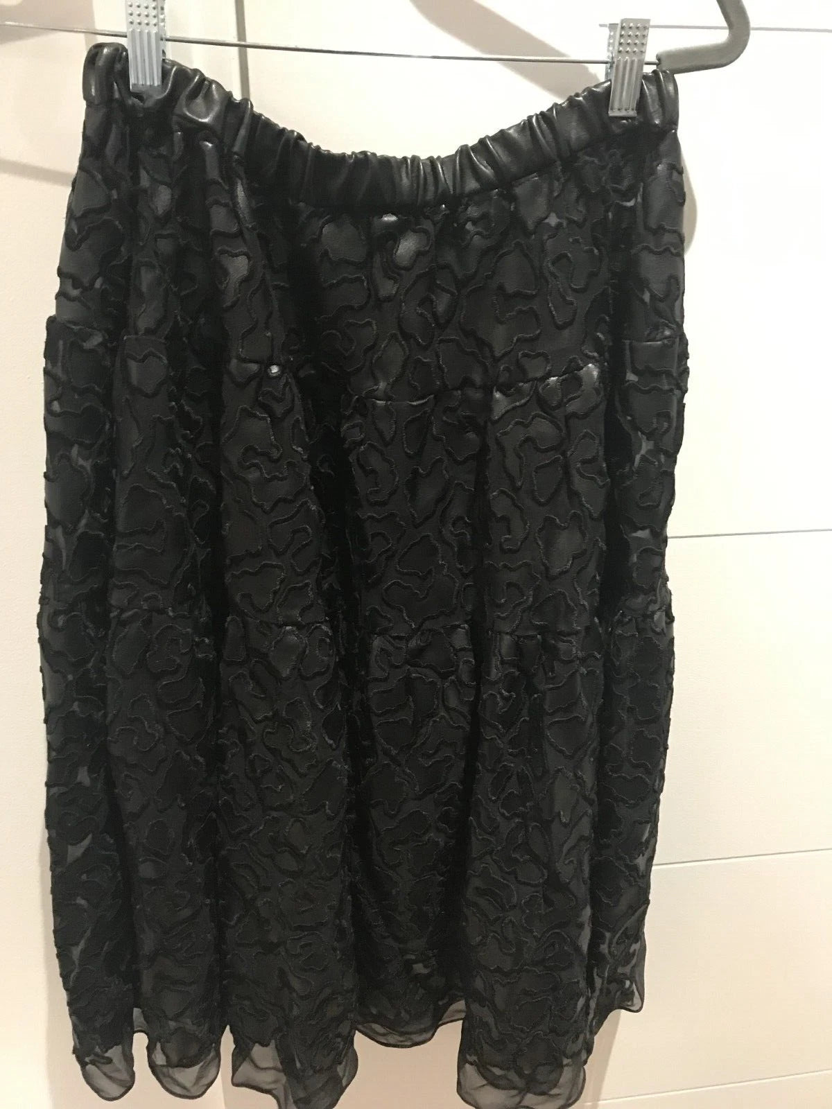 STELLA McCARTNEY Women's Black Animal Print Vegan Leather Long Skirt Size 4-6