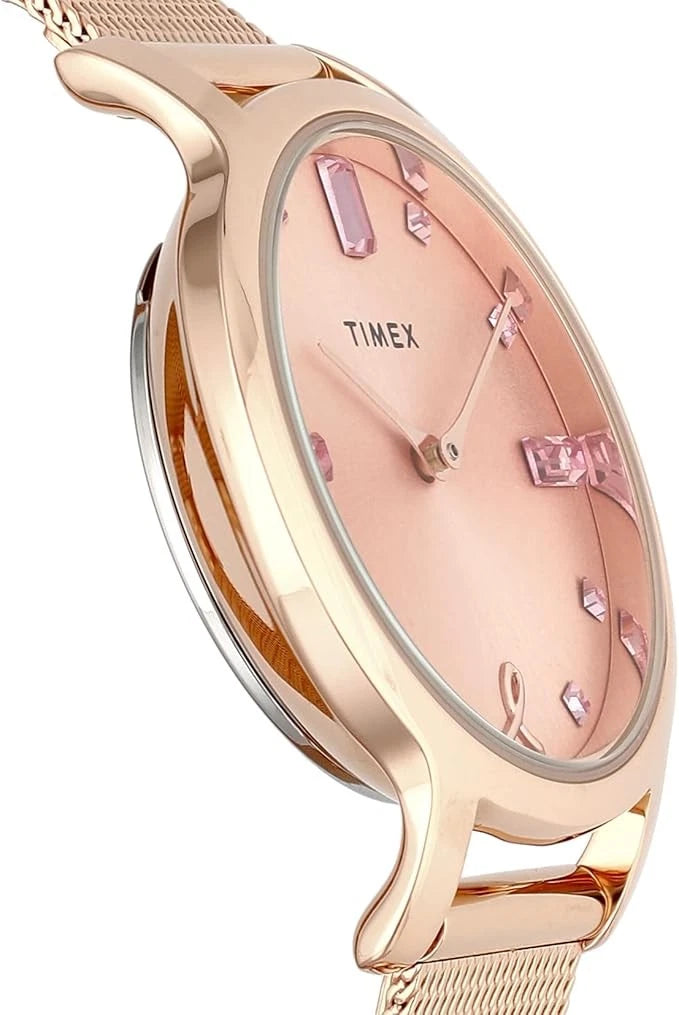 Timex x Breast Cancer Research Foundation Rose Gold Pink Watch Women's Crystals