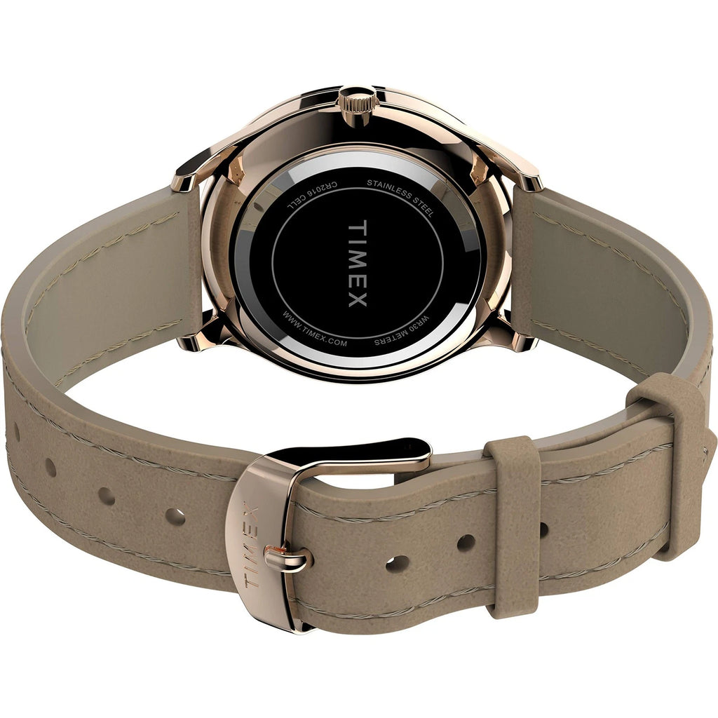 Timex Modern Easy Reader Watch 32mm Rose Gold White Dial Leather Strap TW2T72400