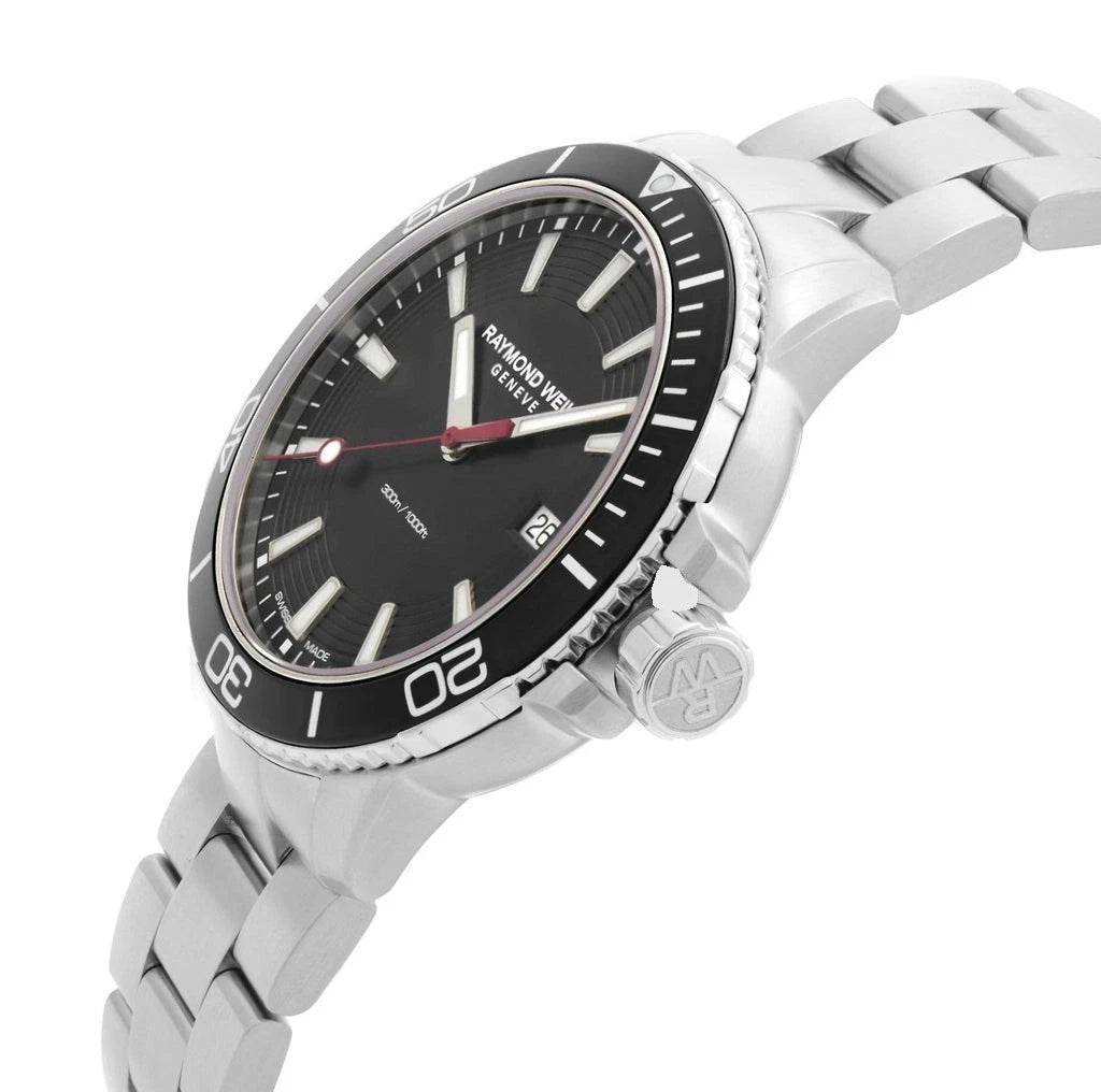 Raymond Weil Tango 8260-ST1-20001 Swiss Quartz 42 mm Black Dial 300M Diver Watch