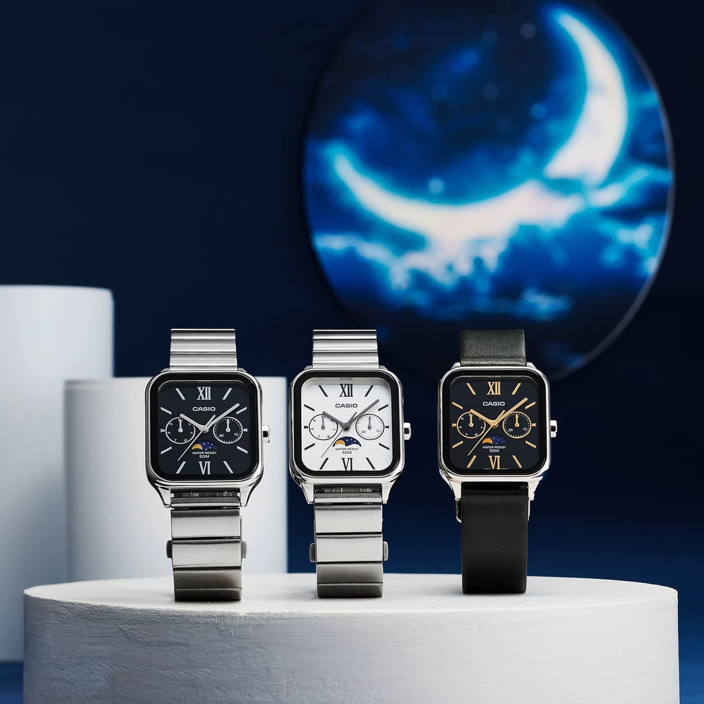 Casio MTP-M305D-1A2V Analog Lunar Phase Watch, Water Resistant, Stylish Design
