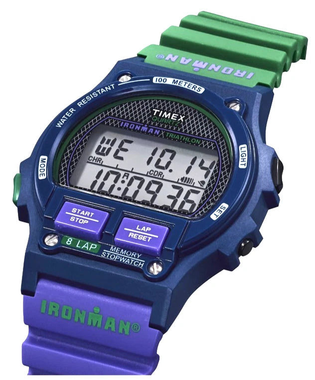 Timex Ironman 8-Lap A Reissue Green Purple Tartan Digital Acrylic 100M TW5M54600