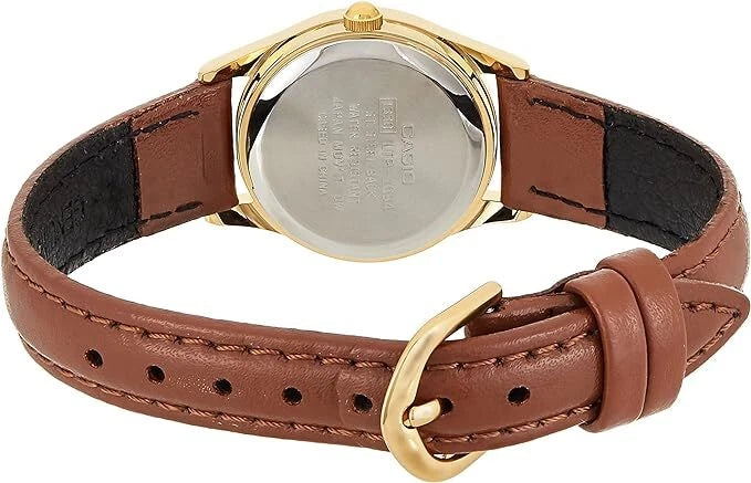 Casio LTP-1094Q-7B7R Womens Watch Dog Sketch Dial Gold Tone Case Water Resistant