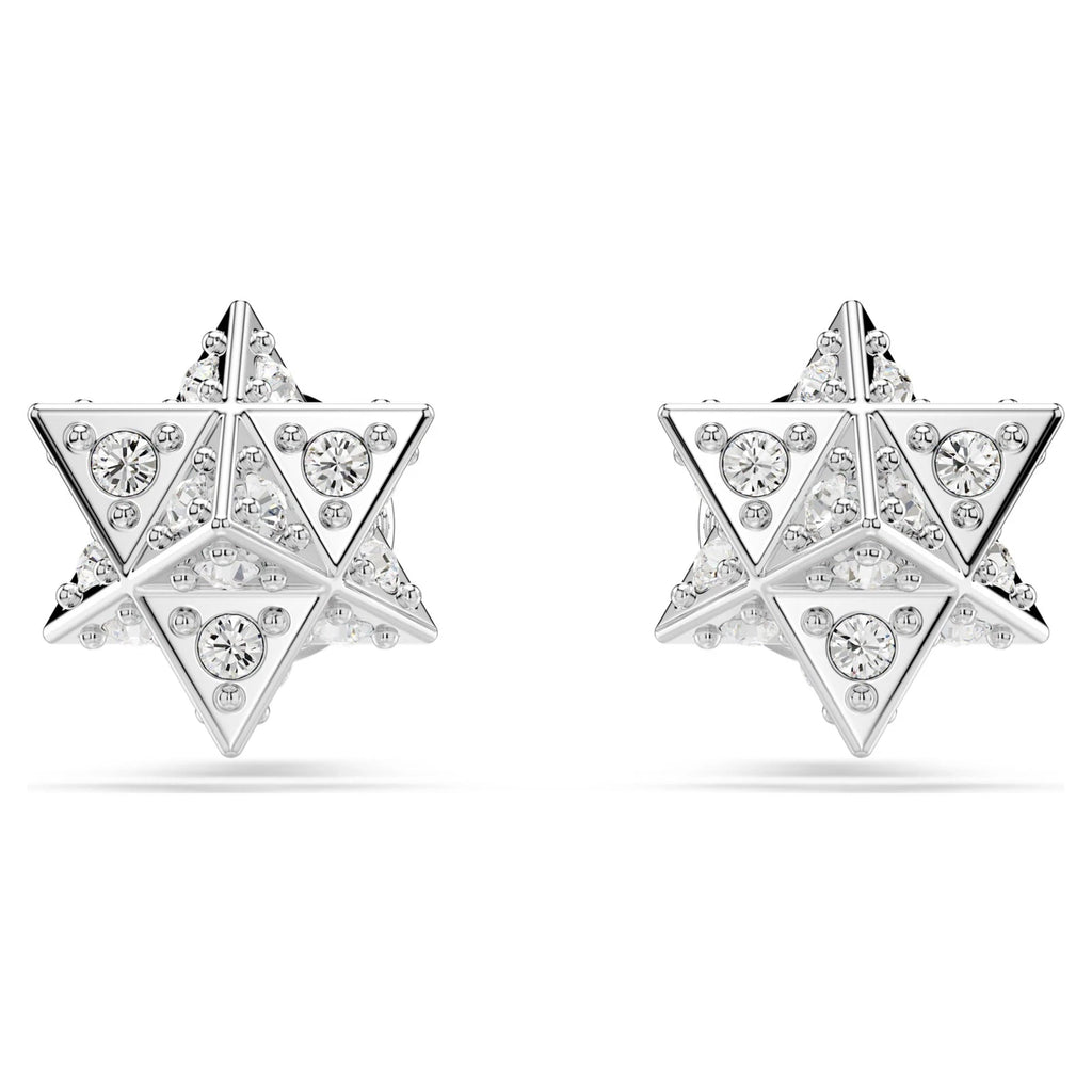 Swarovski Dextera 5700322 Rhodium Plated White Crystal Star Stud Earrings Womens