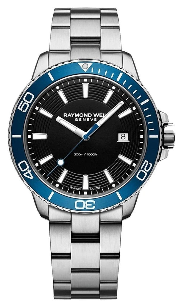 Raymond Weil Tango 8260-ST3-20001 Men's 42 mm Swiss Quartz Diver 300m Blue Bezel