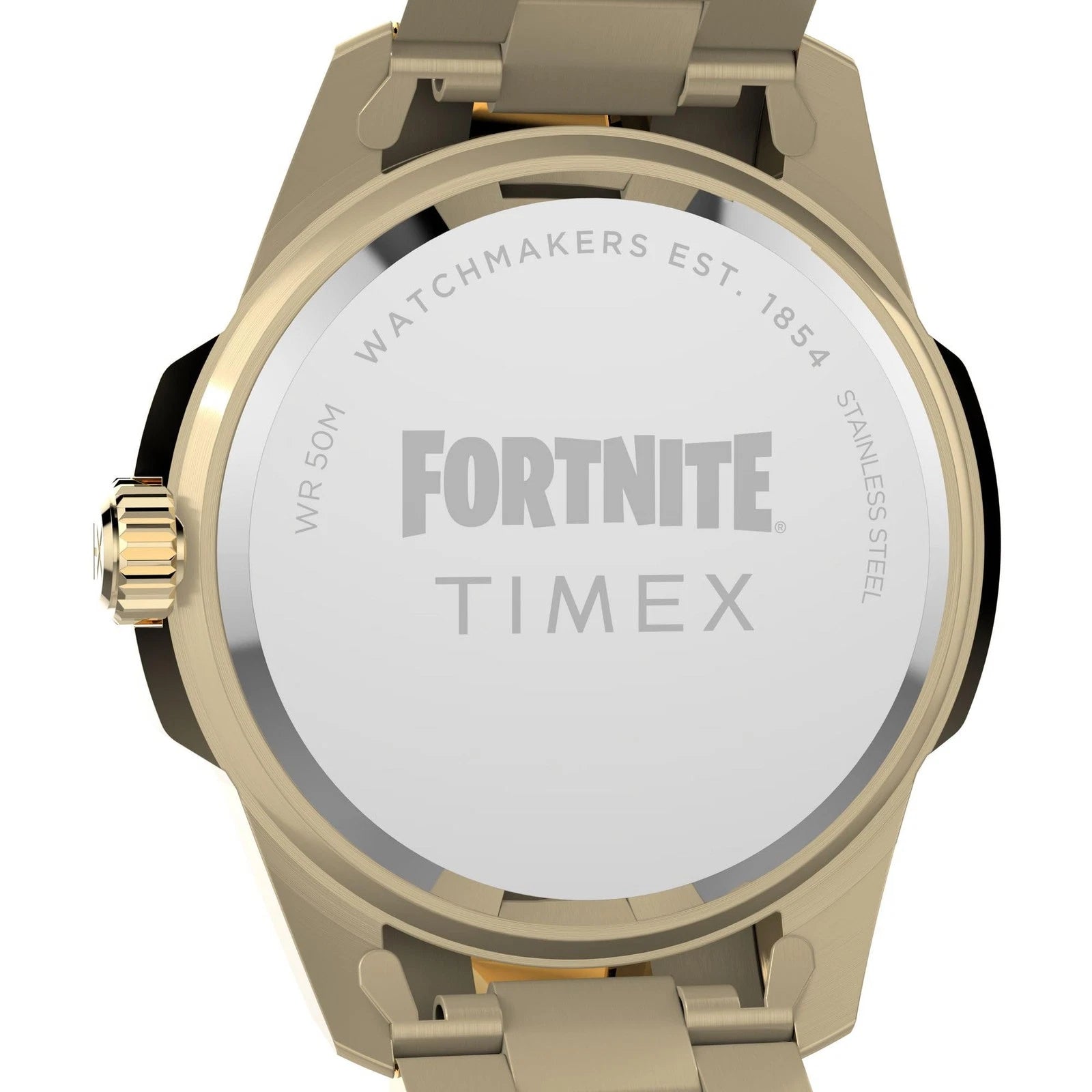 Timex x Fortnite Essex 45mm Stainless Steel Bracelet Watch Victory Royale