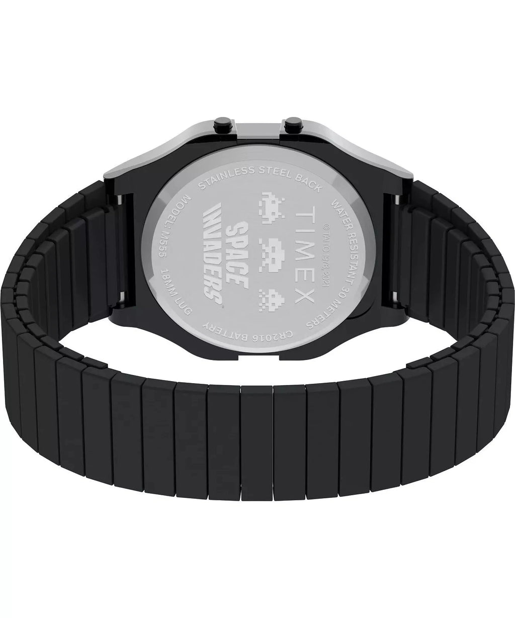 Timex Space Invaders T80 34mm Digital Stainless Steel Watch TW2V39900 iconic LCD