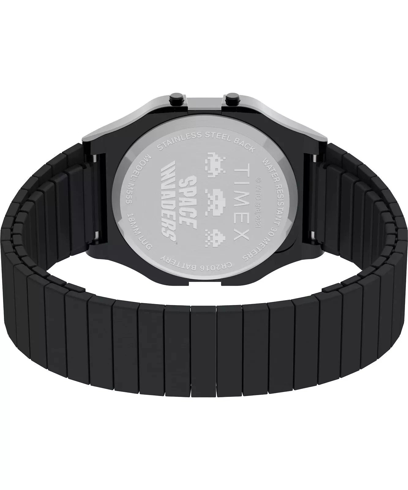 Timex Space Invaders T80 34mm Digital Stainless Steel Watch TW2V39900 iconic LCD