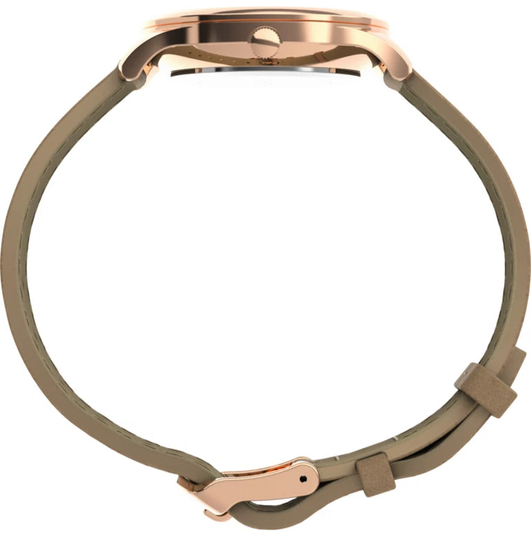 Timex Modern Easy Reader Watch 32mm Rose Gold White Dial Leather Strap TW2T72400
