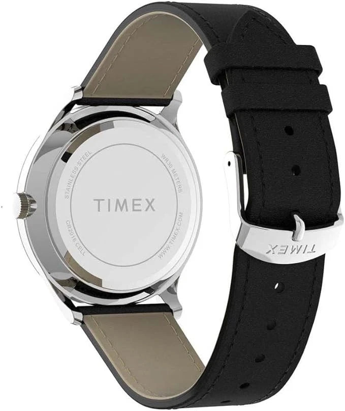 Timex TW2T71900 Easy Reader Men's Black Dial Indiglo Quartz Leather Strap Watch!
