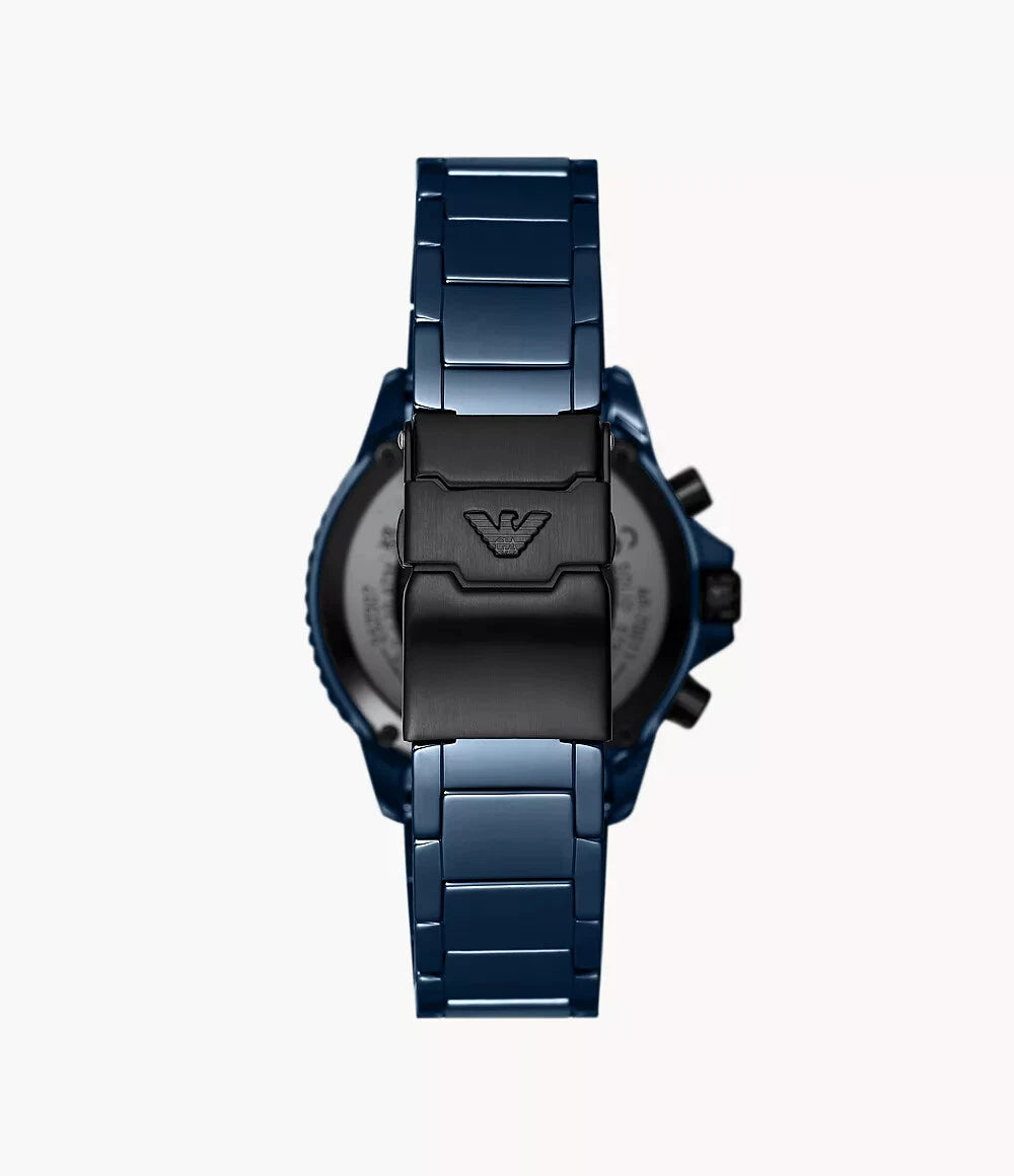 Emporio Armani AR70009 Men's 43mm Chronograph Watch Blue Ceramic Quartz 100M