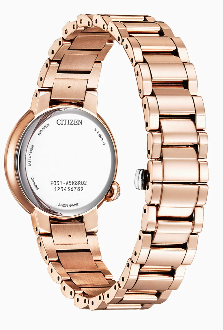 Citizen L Eco-Drive EM0917-81Y Women’s Rose Gold Unique Mother of Pearl Diamond