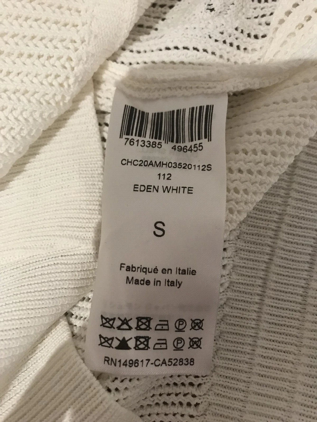 Chloe Women's Ivory Crochet Knit Floral 3/4 Sleeve Pullover Sweater Sz Small