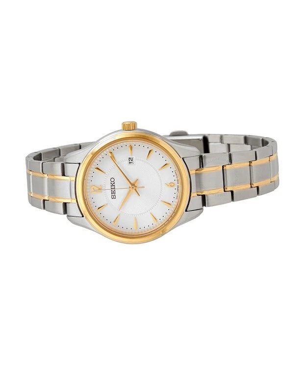 Seiko Quartz Two Tone Women's White Dial Sapphire Crystal Watch SUR474P1