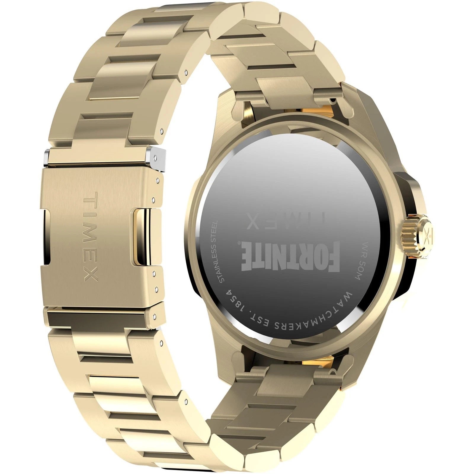 Timex x Fortnite Essex 45mm Stainless Steel Bracelet Watch Victory Royale