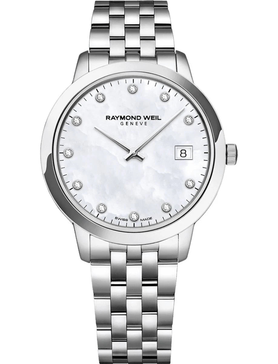 Raymond Weil Toccata 5385-ST-97081 Women's Quartz 34mm Diamond MOP Date Sapphire