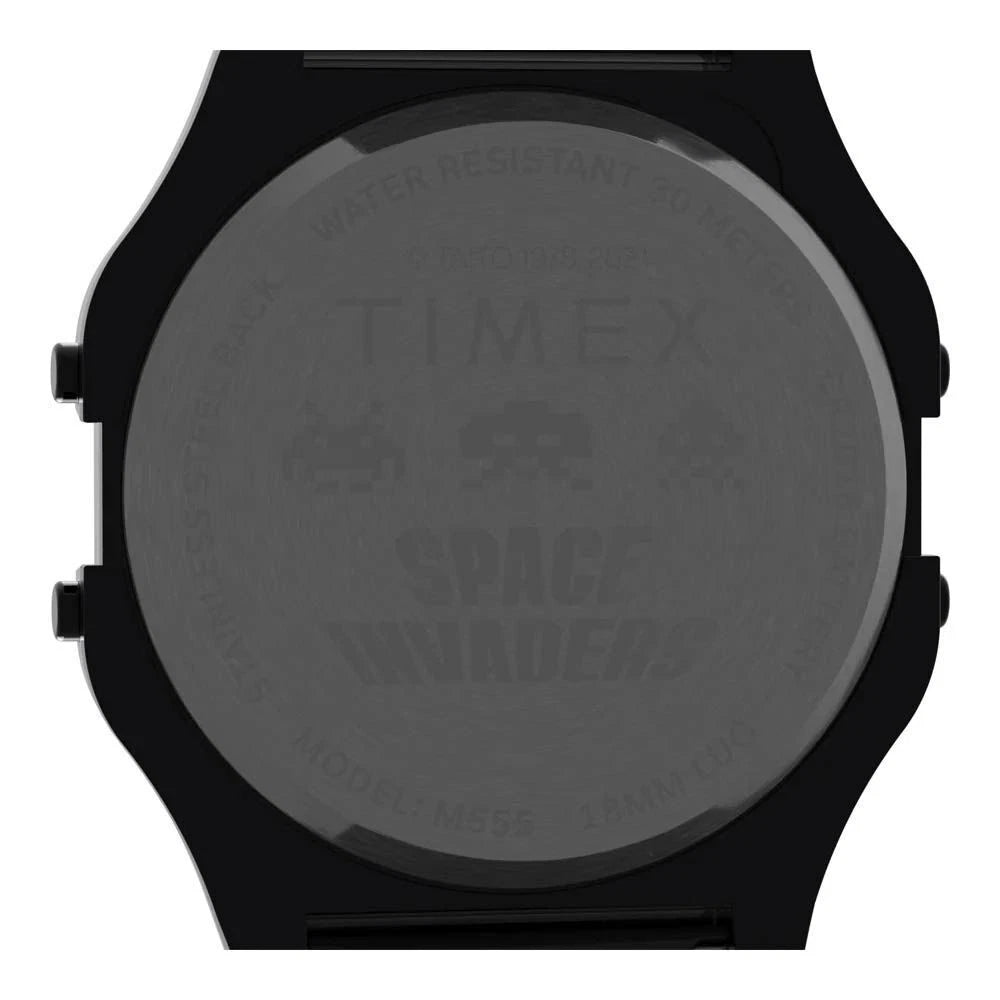 Timex X Space Invaders Retro Alien Watch TW2V30200 Digital Alarm Backlight 34mm