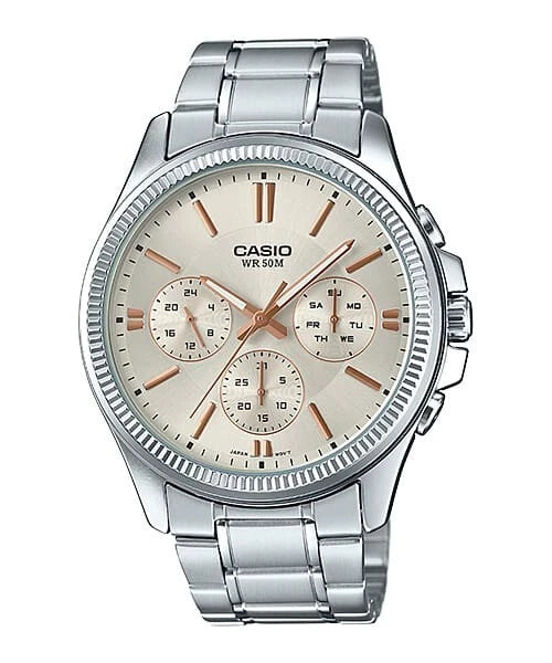 Casio MTP-1375D-7A2V Men’s Stainless Steel Chronograph Day Date Watch 50M Silver