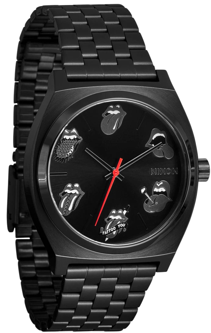 Nixon Rolling Stones Time Teller Tongue Logo All Black 37mm A1356-001 100m Watch
