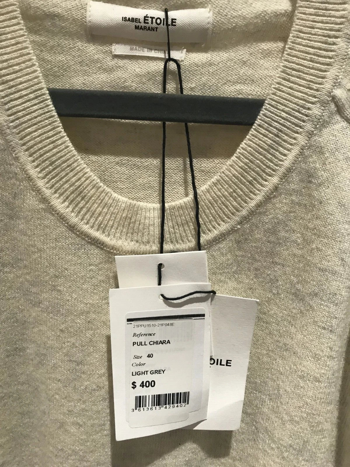 NWT Isabel Marant Etoile Women's Grey Flint Fine Knit Sweater Sz 40/8 Crew Neck