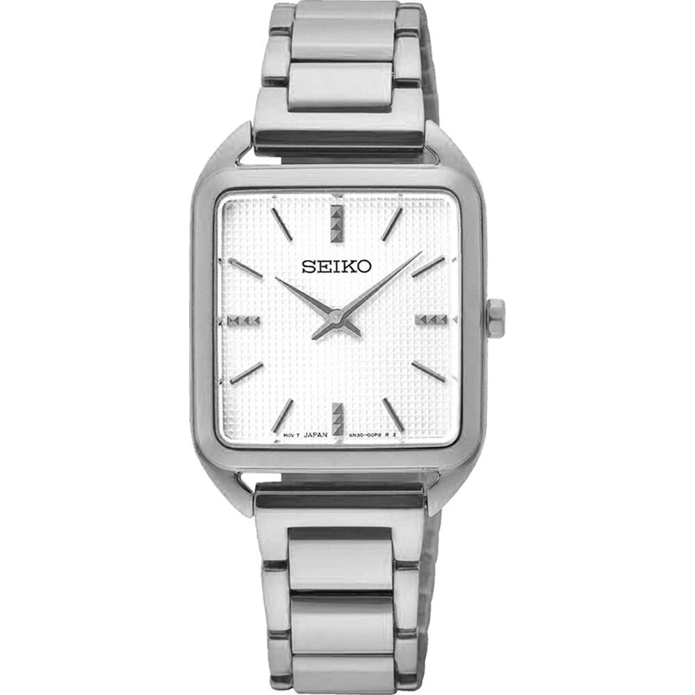 Seiko SWR073P1 Elegant Silver Stainless Steel Quartz Watch with Hardlex Crystal