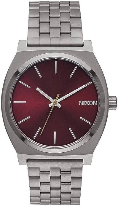 Nixon Time Teller A045-2073 Men's 37mm Quartz Gunmetal / Deep Burgundy 100M WR