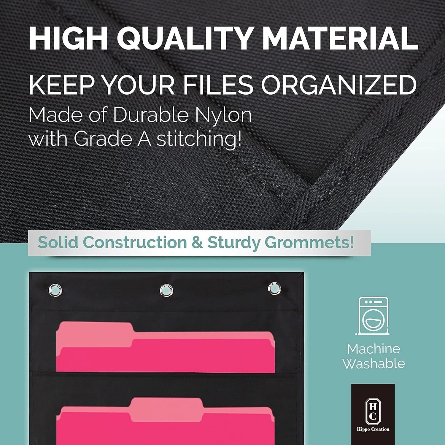 Hippo Creation Heavy Duty 10 Pocket Hanging File Organizer Chart Black for Door