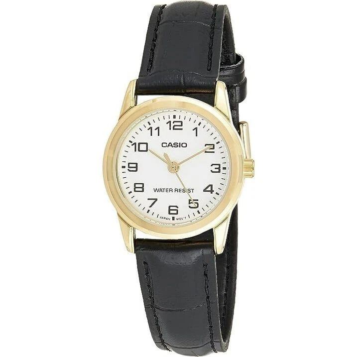 Casio LTP-V001GL-7B Women's Gold Tone Watch Leather Band Water Resistant Analog  Time Expo (2428)