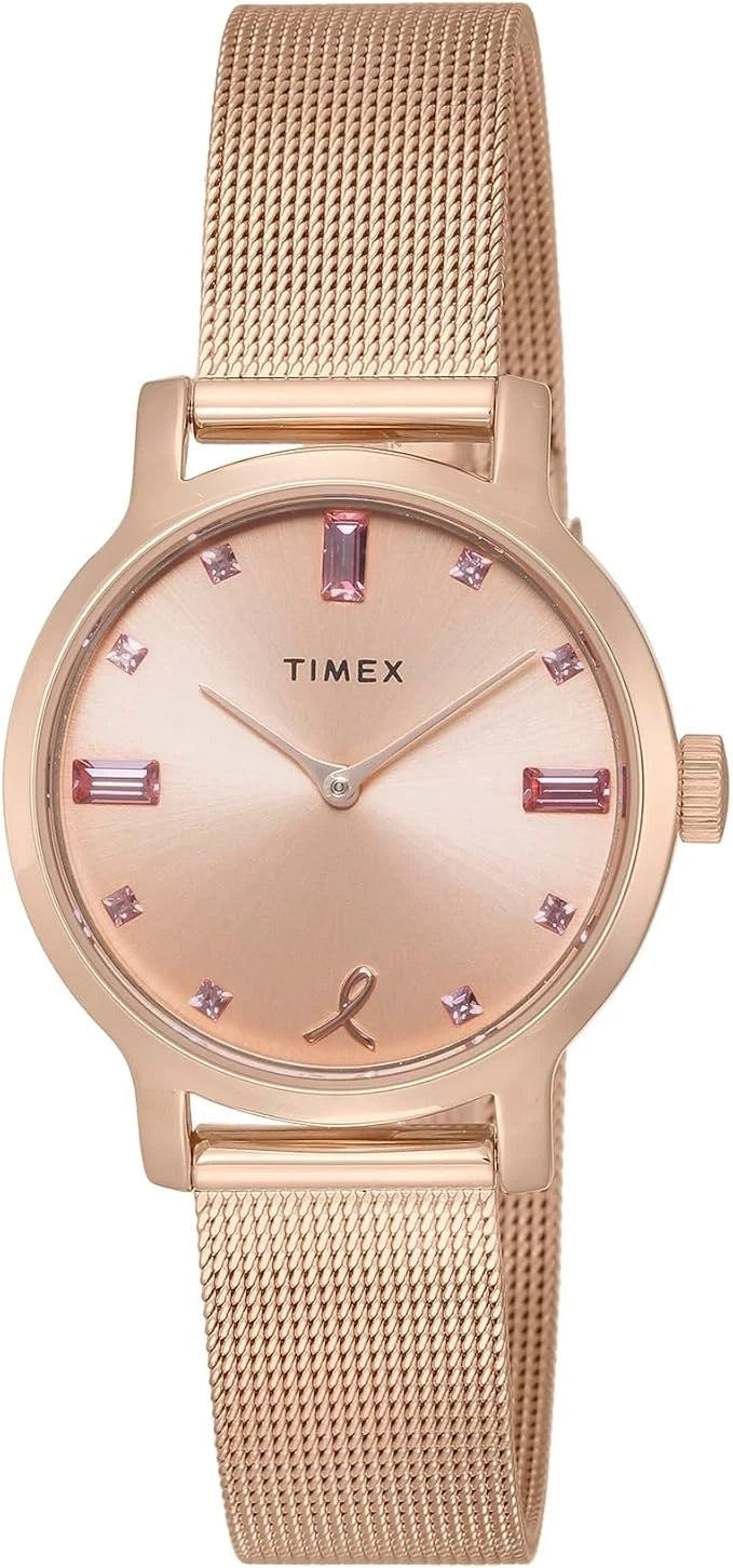 Timex x Breast Cancer Research Foundation Rose Gold Pink Watch Women's Crystals