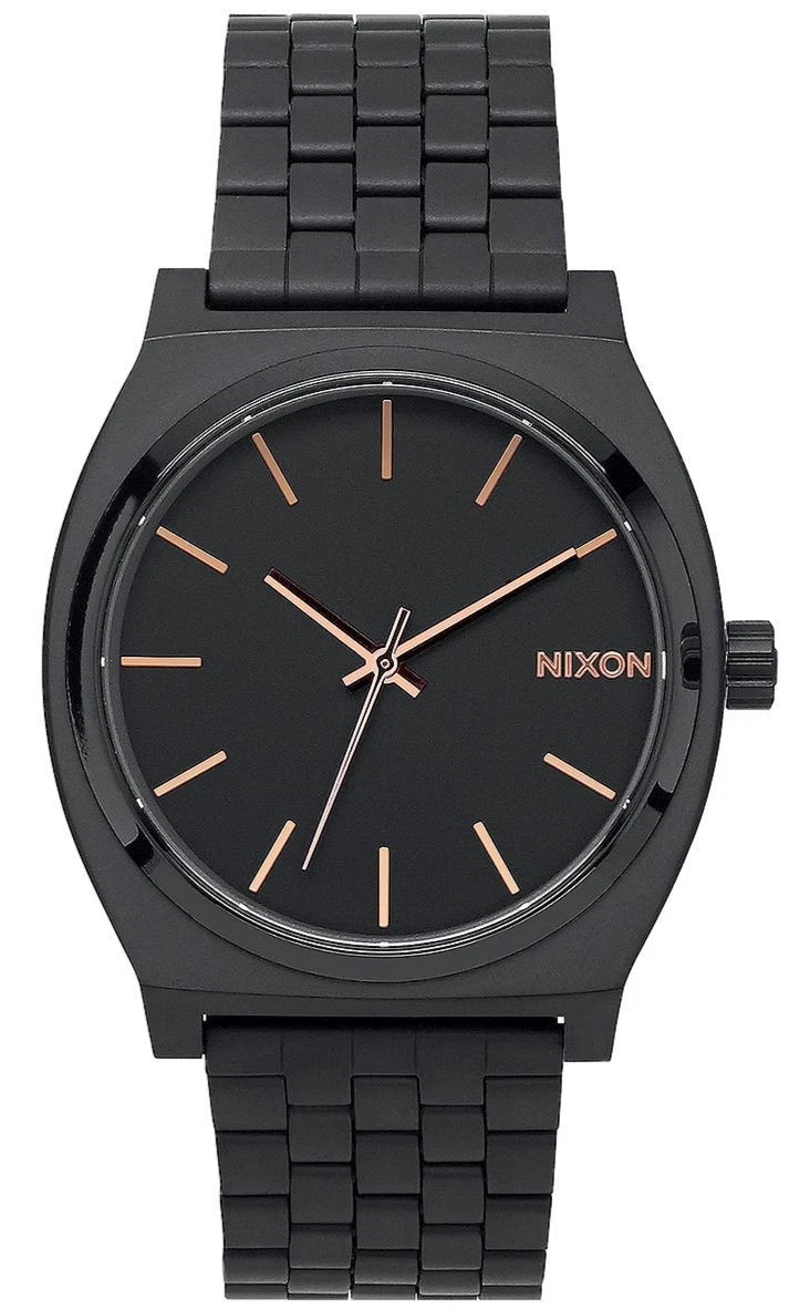 Nixon Time Teller A045-957-00 Men's 37mm Quartz Black IP Rose Gold Index 100M WR