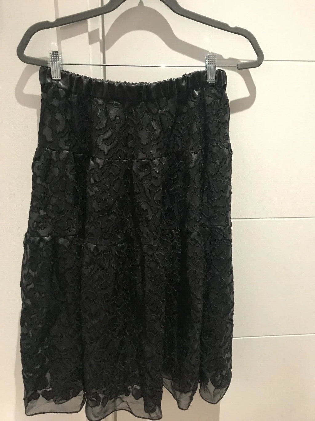 STELLA McCARTNEY Women's Black Animal Print Vegan Leather Long Skirt Size 4-6