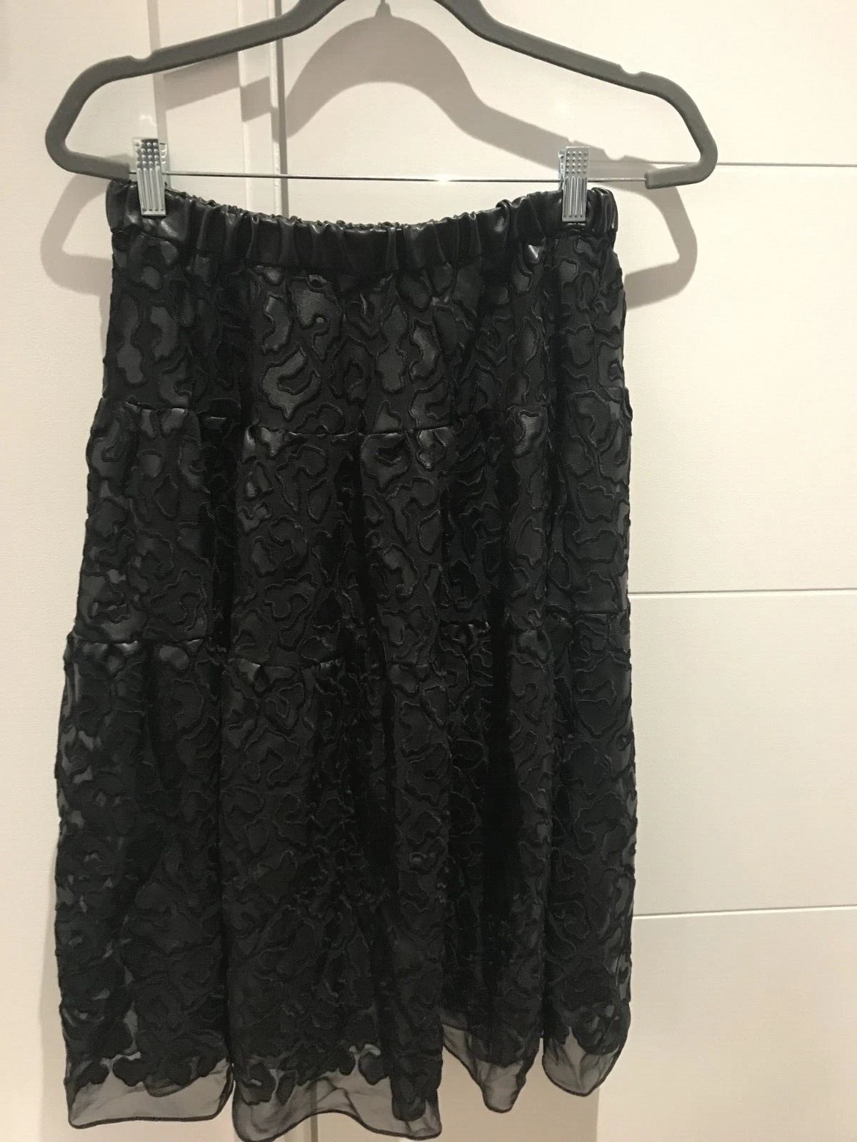 STELLA McCARTNEY Women's Black Animal Print Vegan Leather Long Skirt Size 4-6