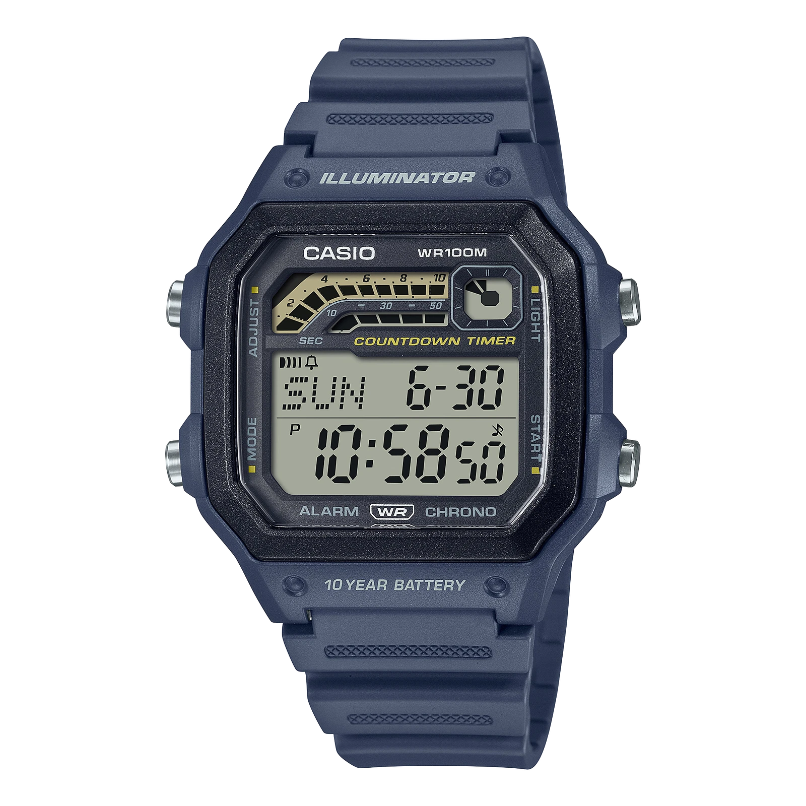 WS-1600H-2AV 1990s Sports Design Multi-Sport Watch, 3 Timers, 100m Water Resist