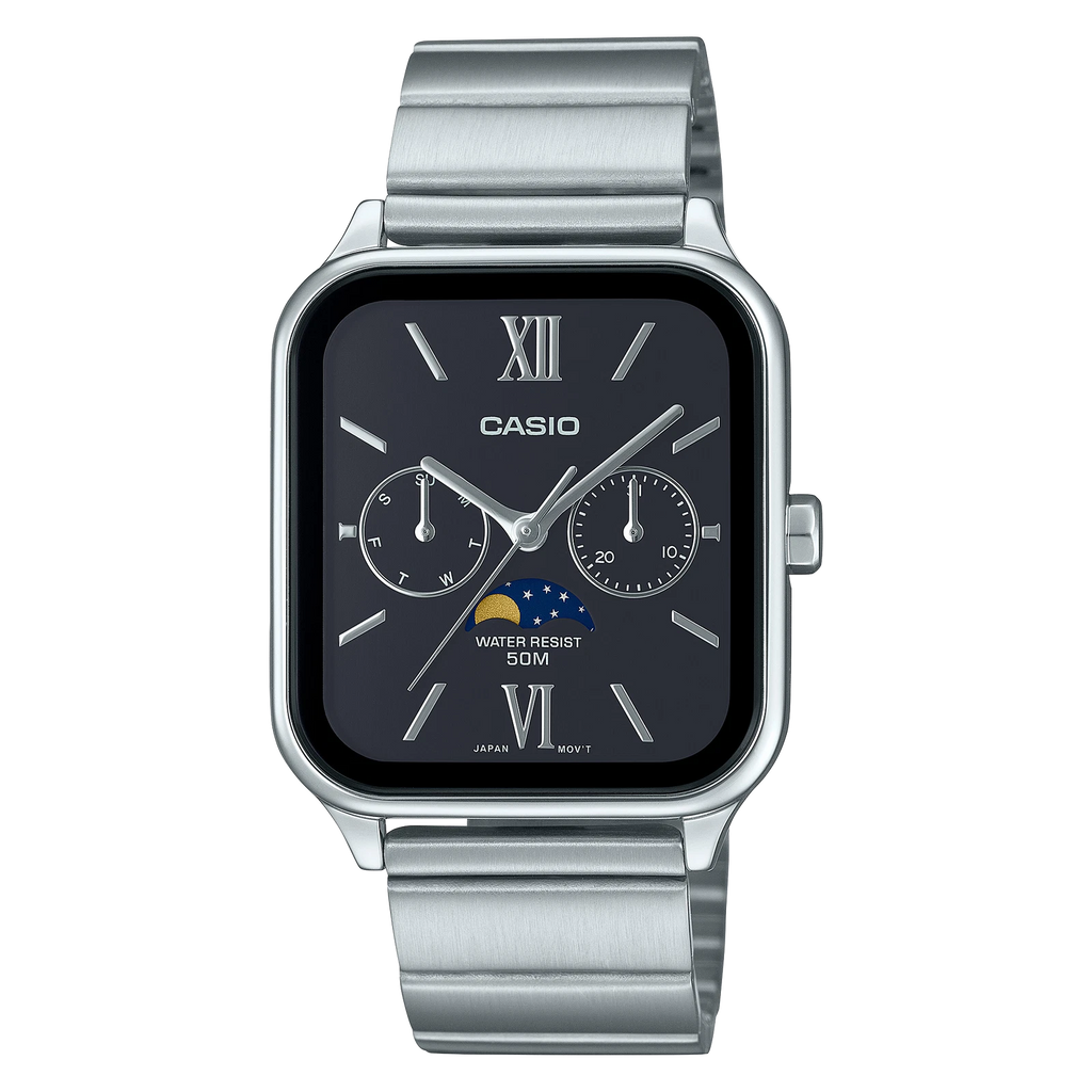 Casio MTP-M305D-1A2V Analog Lunar Phase Watch, Water Resistant, Stylish Design