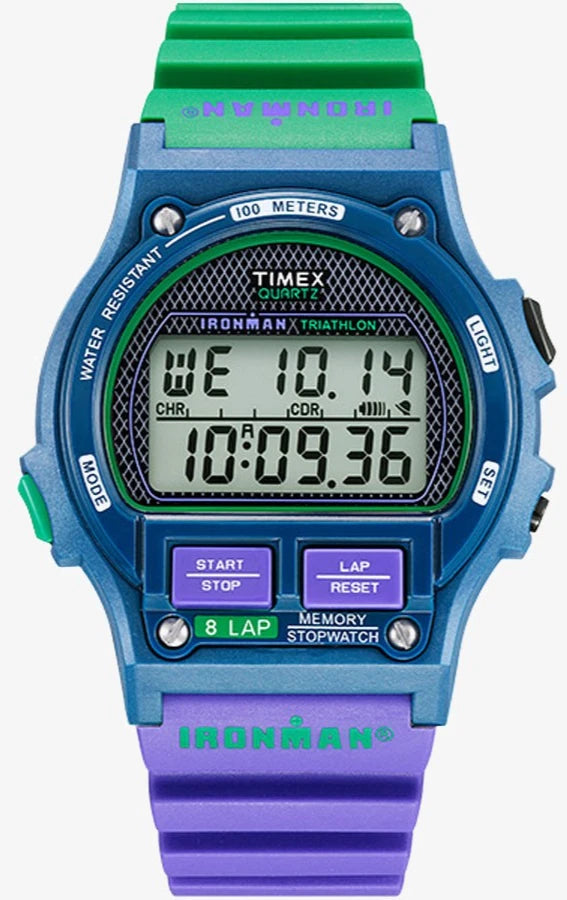 Timex Ironman 8-Lap A Reissue Green Purple Tartan Digital Acrylic 100M TW5M54600