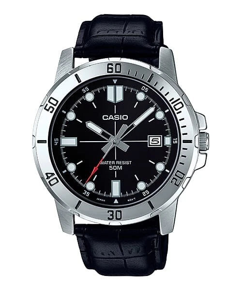 CASIO MTP-VD01L-1EV Mens Sports Watch 50M Water Resistant Easy Read Date Leather