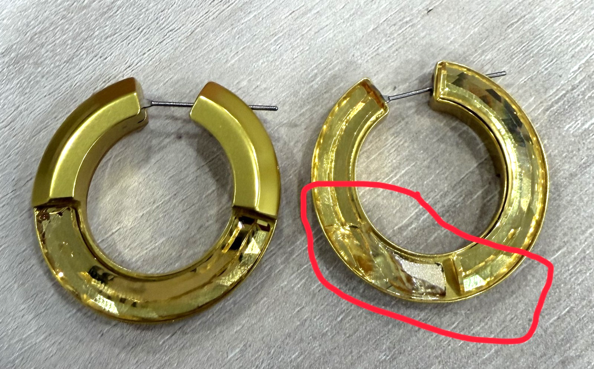 Swarovski Lucent Yellow Hoop Earrings — One Damaged | 5633435