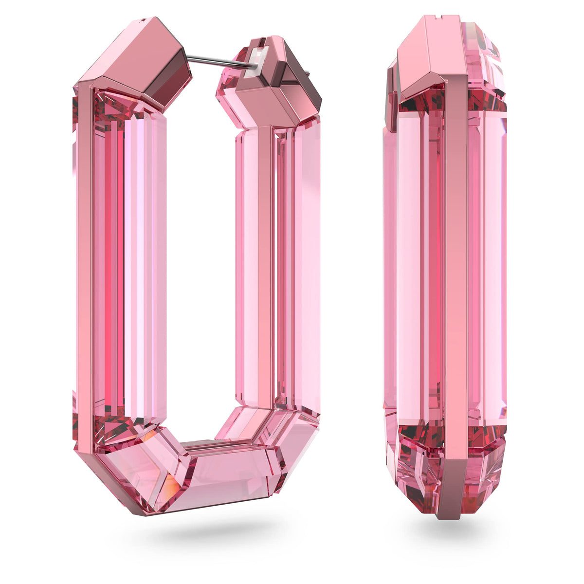 Swarovski Lucent Pink Octagon Crystal Hoop Earrings | 5633955