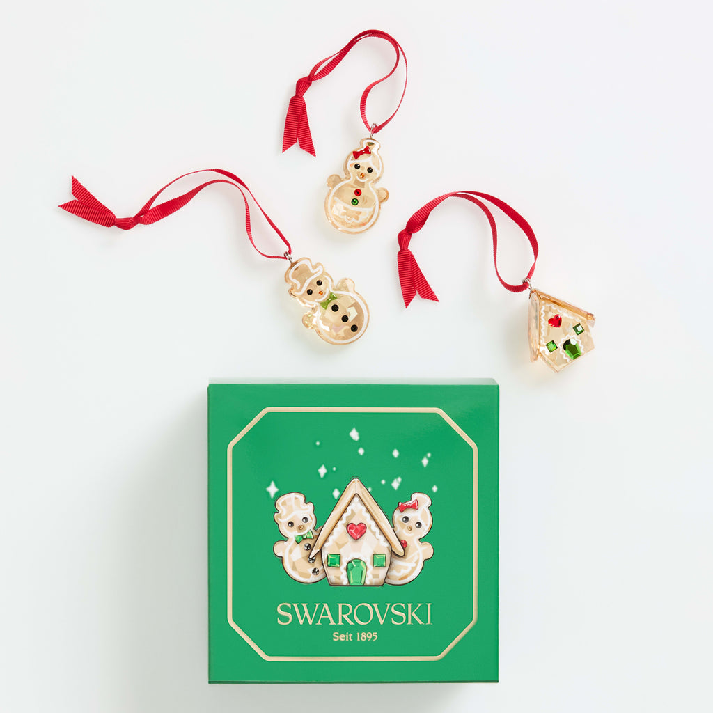 Swarovski Holiday Cheers Gingerbread Crystal Ornament Set of 3