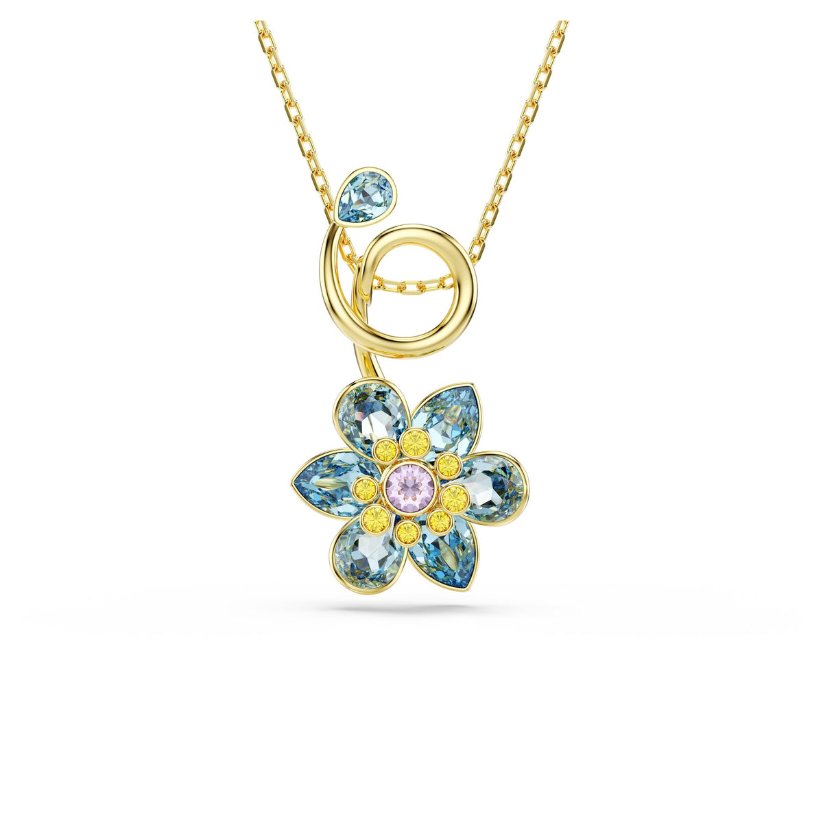 Swarovski Idyllia Blue Crystal Flower Pendant Necklace