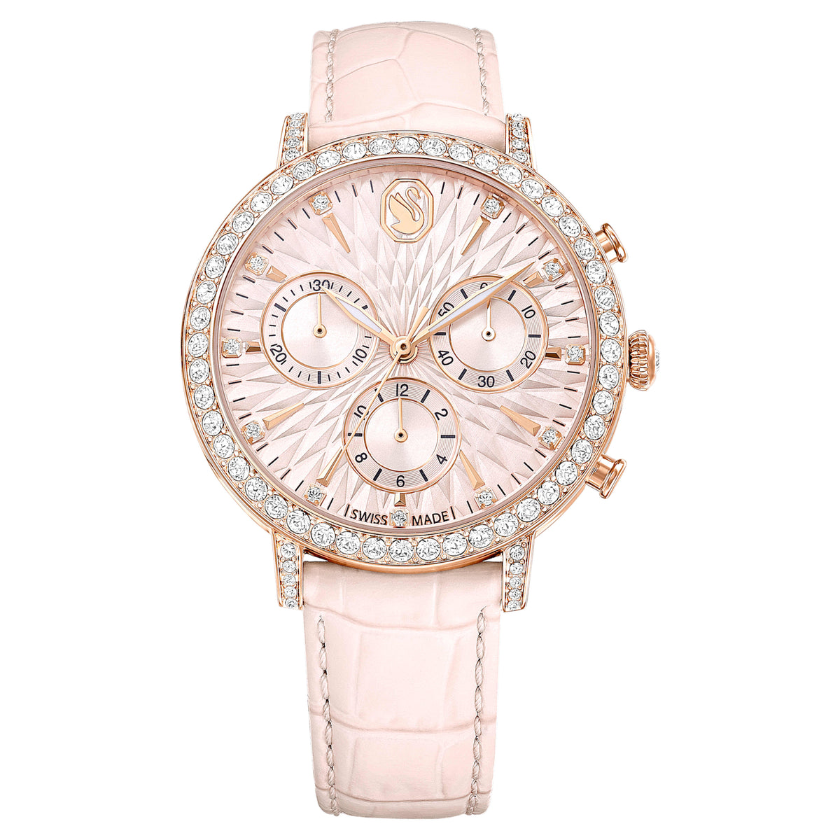 Swarovski Matrix Tennis Chrono Pink Leather Swiss Watch
