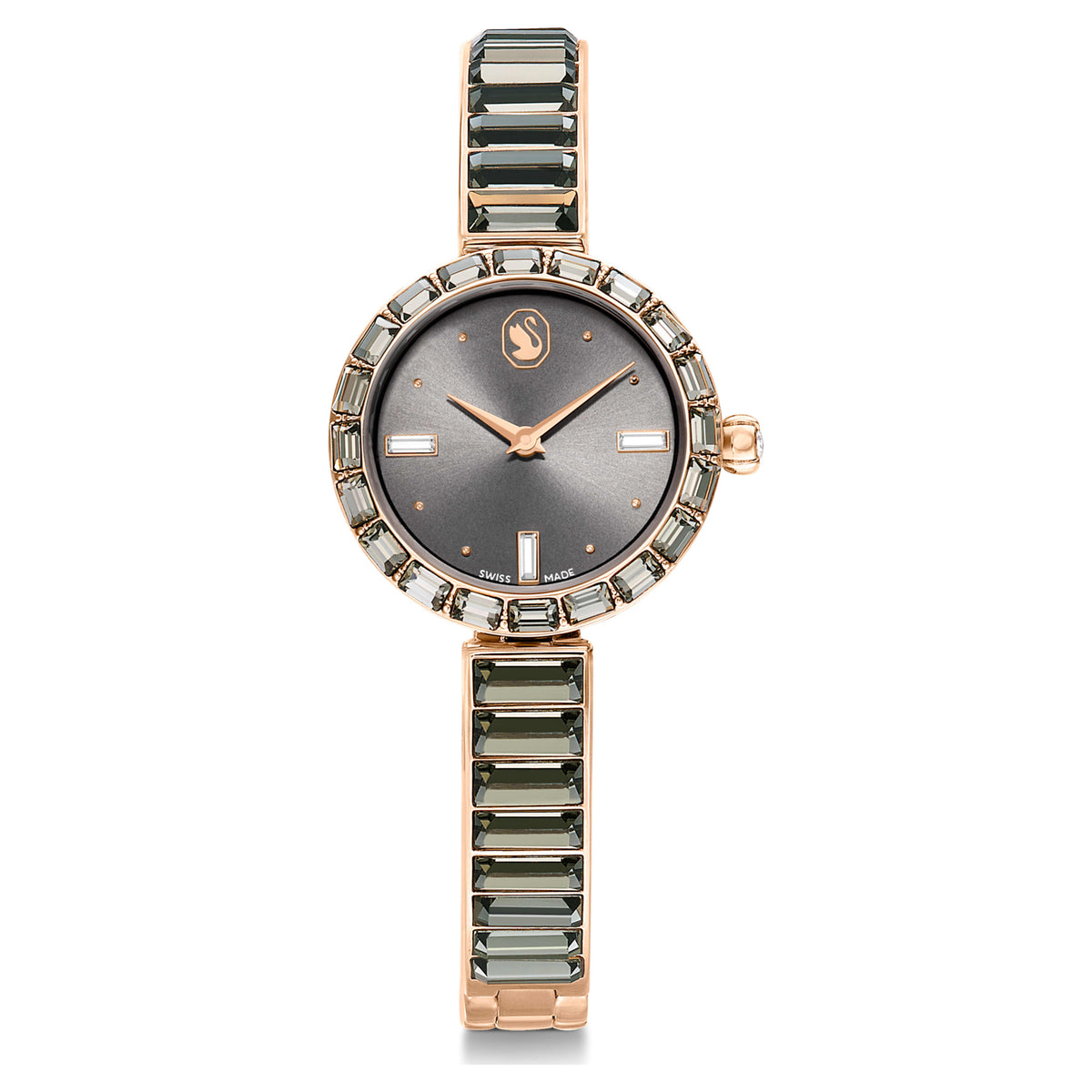 Swarovski Matrix Bangle Gray & Rose Gold Swiss Watch