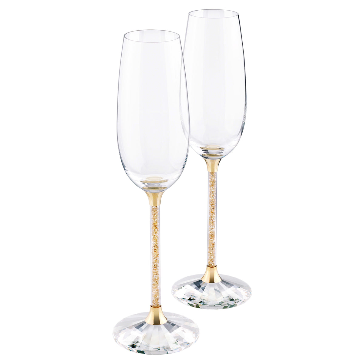Swarovski Crystalline Gold Tone Champagne Flutes — Set of 2