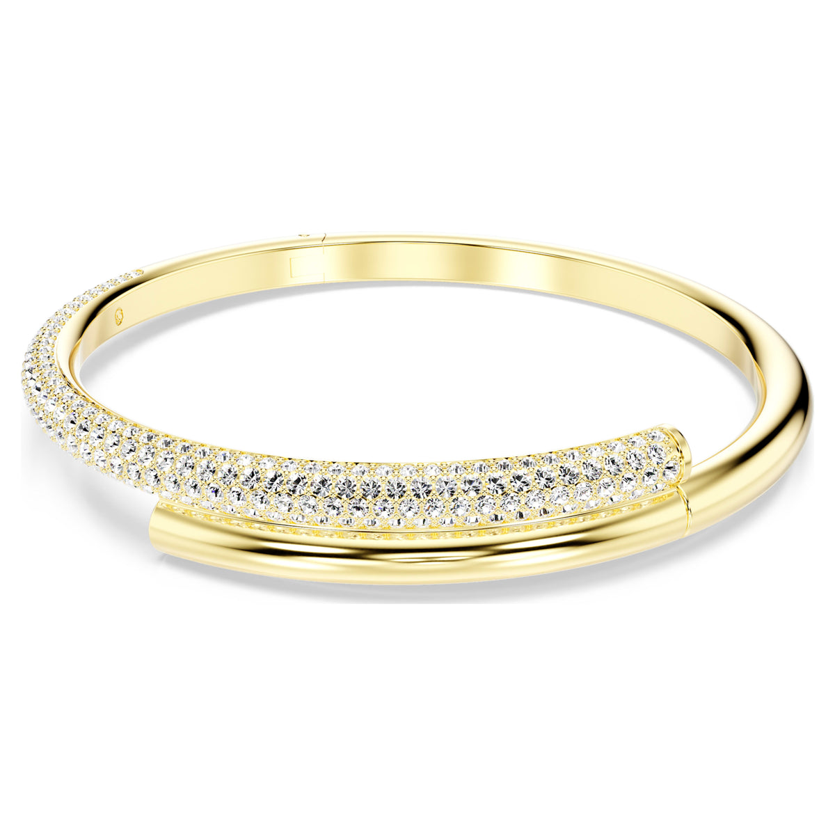 Swarovski Dextera Gold Tone Crystal Crossover Bangle — L